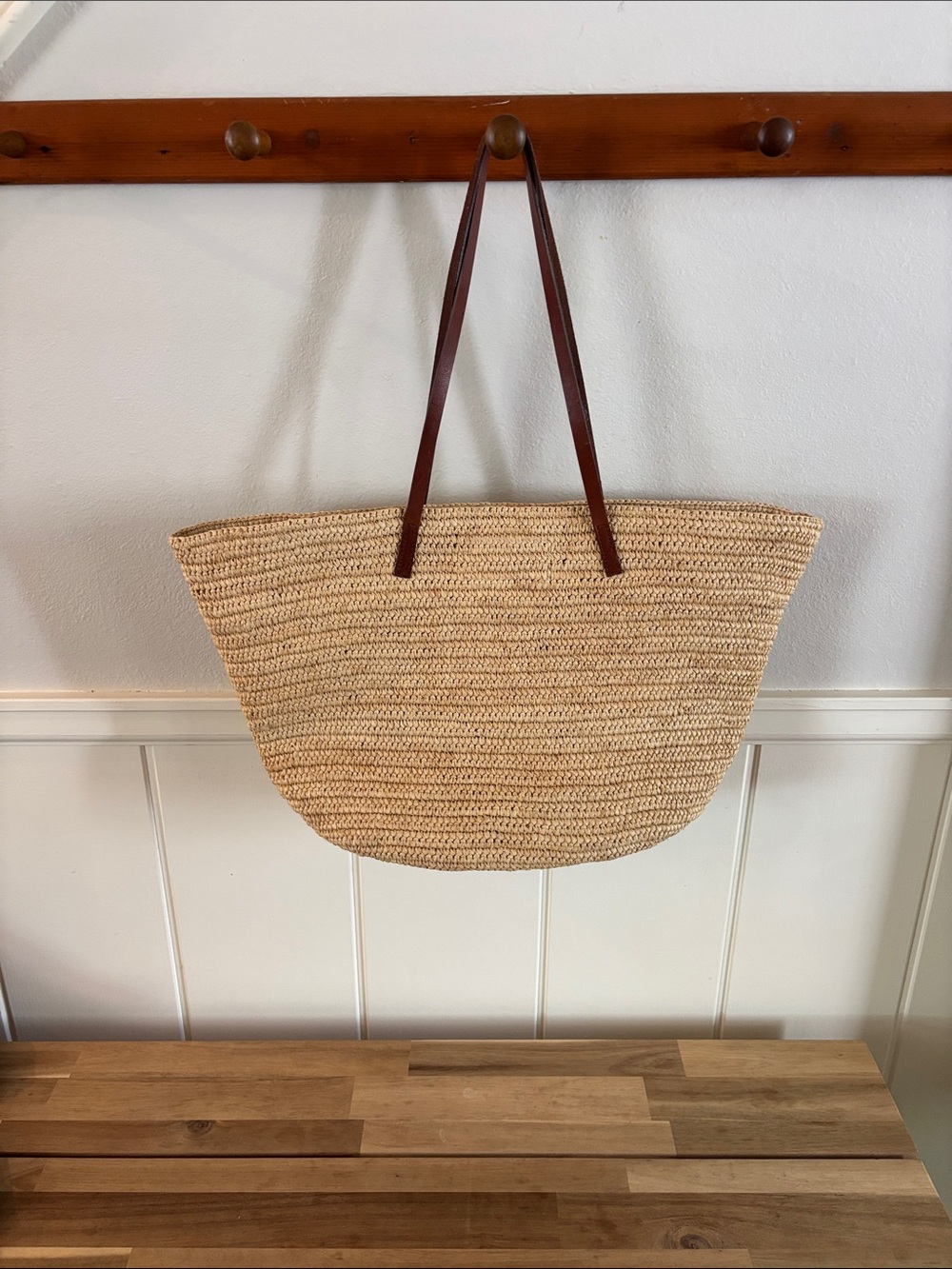 Sezane RARE Jumbo Raffia Tote Floral - Picture 3 of 6